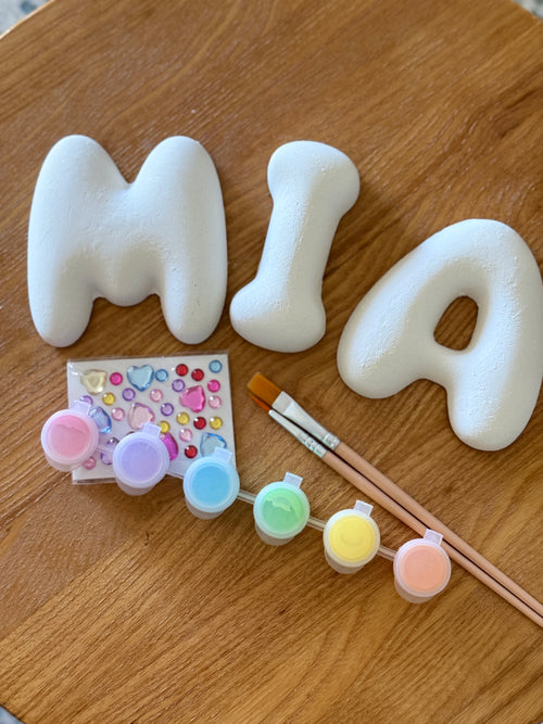 Bubble Letter Name Painting Kit – Paint Your Own Plaster Letters